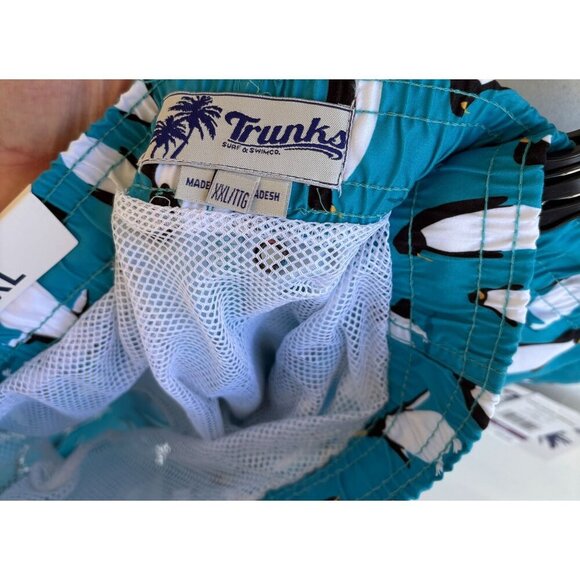 Mens Penguin Print Swim Trunks By Trunks XXL Quick Dry Adjustable Waist - Picture 6 of 7